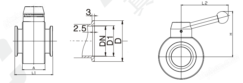GI-KF 304不銹鋼高真空手動卡箍蝶閥